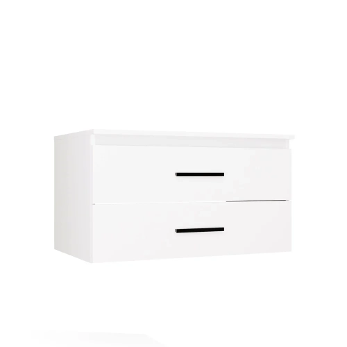SZAFKA Pod Umywalkę NEL 80 UC BIAŁA Uchwyty Czarne Wisząca 2 Szuflady 80 Cm-8