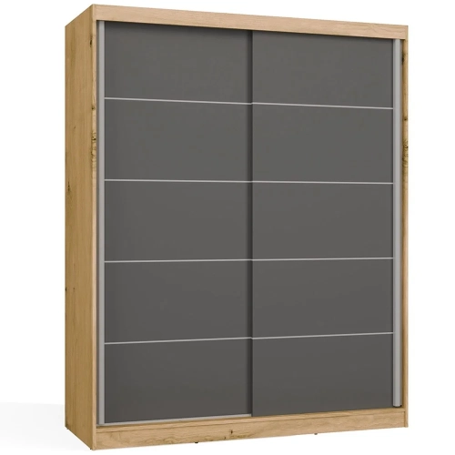 SZAFA Przesuwna IGA 160 CM Szprosy DĄB ARTISAN ANTRACYT Stylowa i Funkcjonalna-1