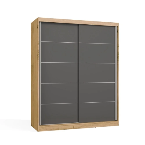 SZAFA Przesuwna IGA 160 CM Szprosy DĄB ARTISAN ANTRACYT Stylowa i Funkcjonalna-7