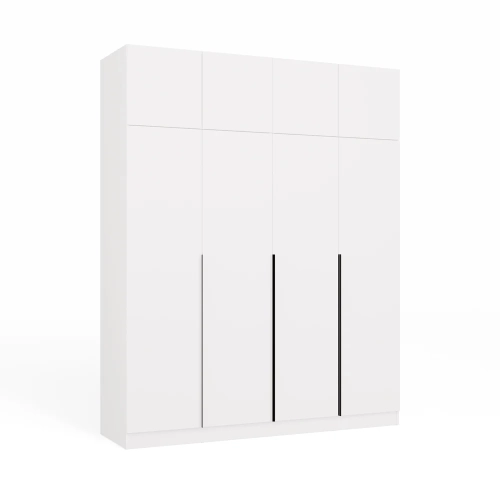 SZAFA SENSO 4D z Nadstawką Wysoka BIEL Drzwi Czarne uchwyty 250x200 Cm-1