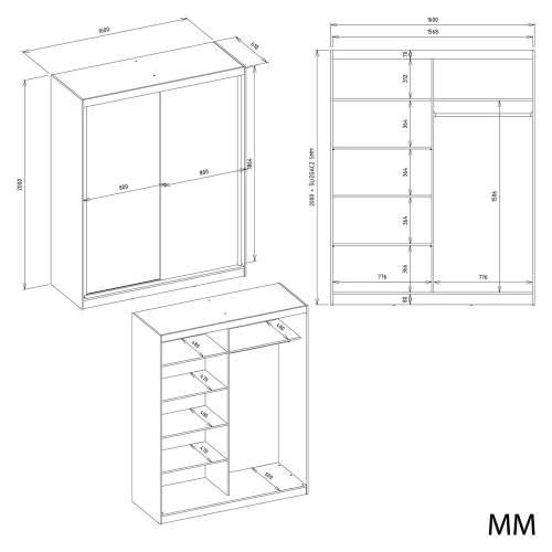 SZAFA Przesuwna IGA 160 CM B DĄB ARTISAN ANTRACYT – Stylowa i Funkcjonalna-4
