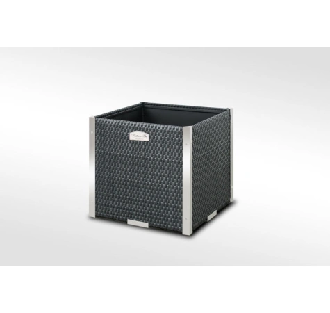 Donica ogrodowa technorattanowa kwadratowa 46x46x46 Stalowy