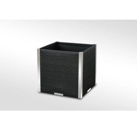 Donica ogrodowa technorattanowa kwadratowa 46x46x46 Czarny