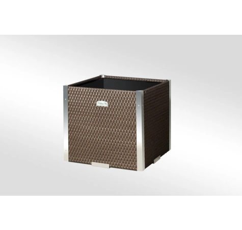 Donica ogrodowa technorattanowa kwadratowa 46x46x46 Mix brąz