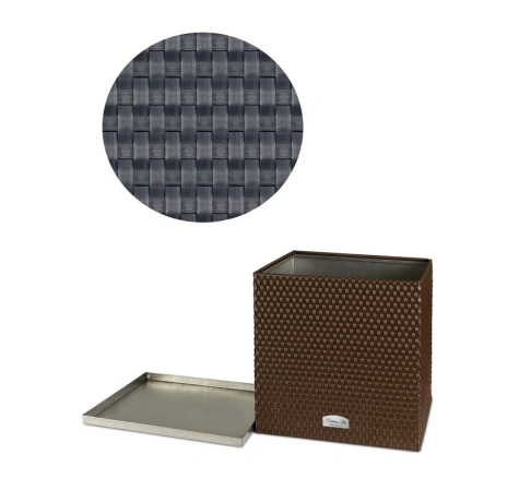 Donica ogrodowa technorattanowa z podstawką 46x46x46 RD03 stalowy