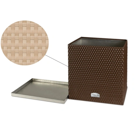 Donica ogrodowa technorattanowa z podstawką 46x46x46 RD18 beżowy