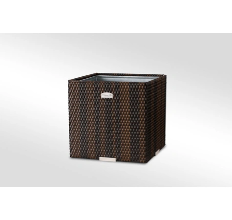 Donica ogrodowa technorattanowa kwadratowa 46x46x46 Mix brąz