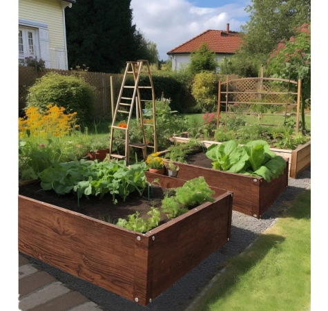 Skrzynia ogrodowa na warzywa 60x80 z imitacją drewna